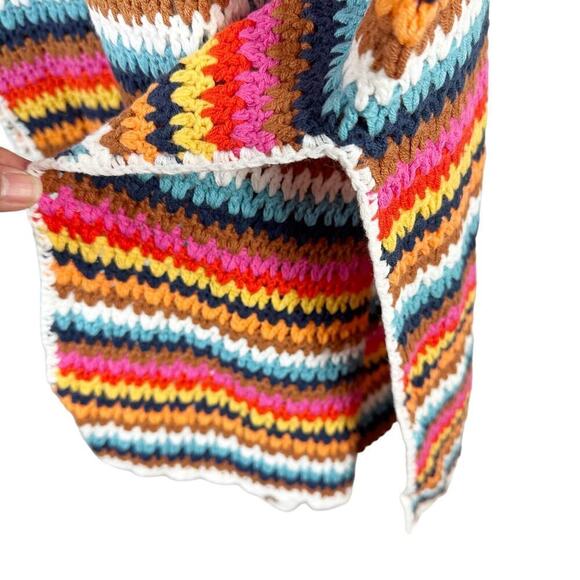 Marine Layer Viv Crochet Multi Stripe Casual Beach Midi Dress Boho Medium - Picture 8 of 13